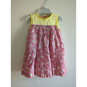 Baby Boden Girls Size 6-12 Month Pink With Daisies and Yellow Stripes, Bloomers